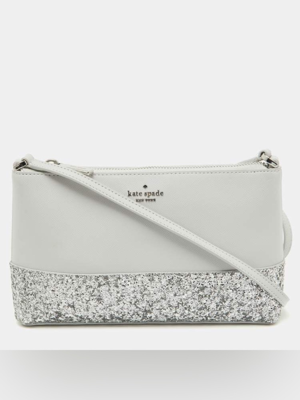 NWT🤍🌟 Kate Spade White and Silver Glitter Crossbody Bag